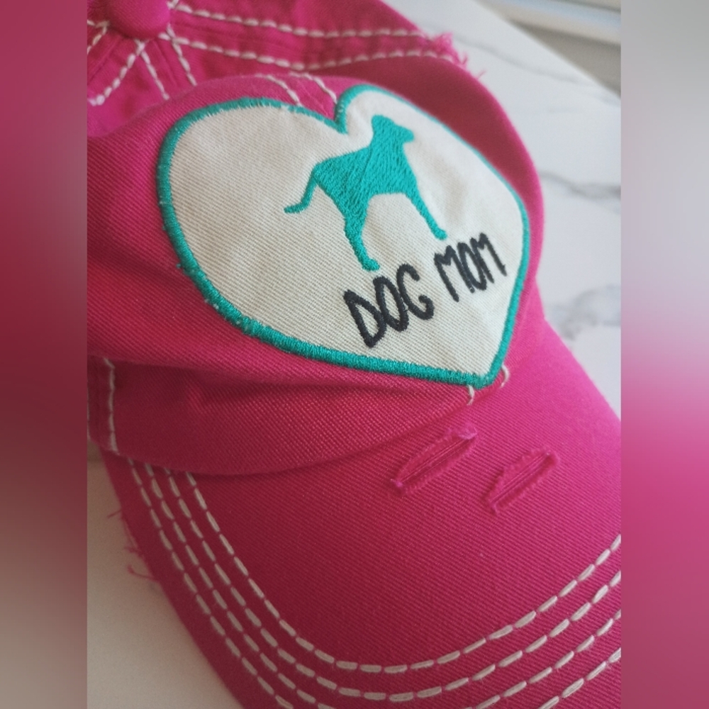 Pink DOG MOM Baseball Cap with Embroidered Patch